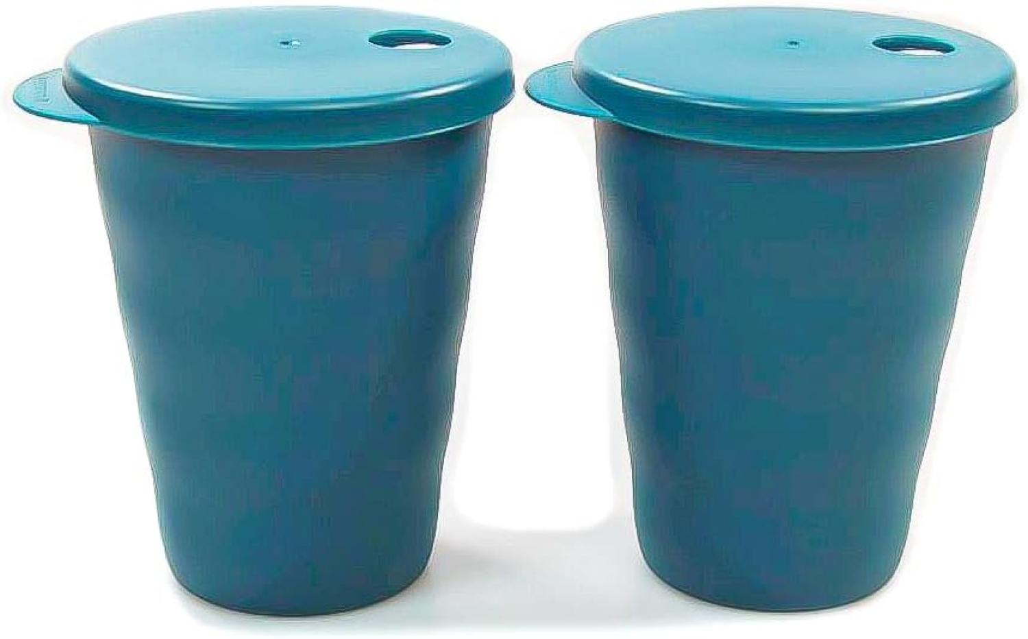 TUPPERWARE Junge Welle Trinkhalmbecher 330 ml (2) türkisgrün Trinkhalm Becher Bild 1