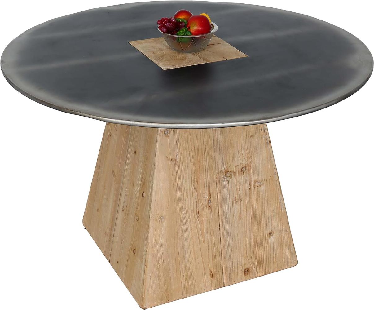 Esstisch HWC-L76, Tisch Esszimmertisch, rund Industrial Massiv-Holz MVG-zertifiziert 74x120cm, natur mit Metall-Optik Bild 1