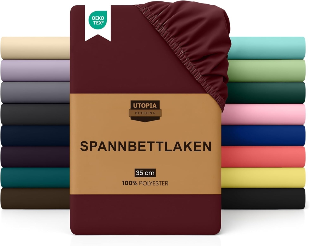 Utopia Bedding - Spannbettlaken 150x200 cm - Burgunderrot - Gebürstete Polyester-Mikrofaser Spannbetttuch - 35 cm Tiefe Tasche Bild 1