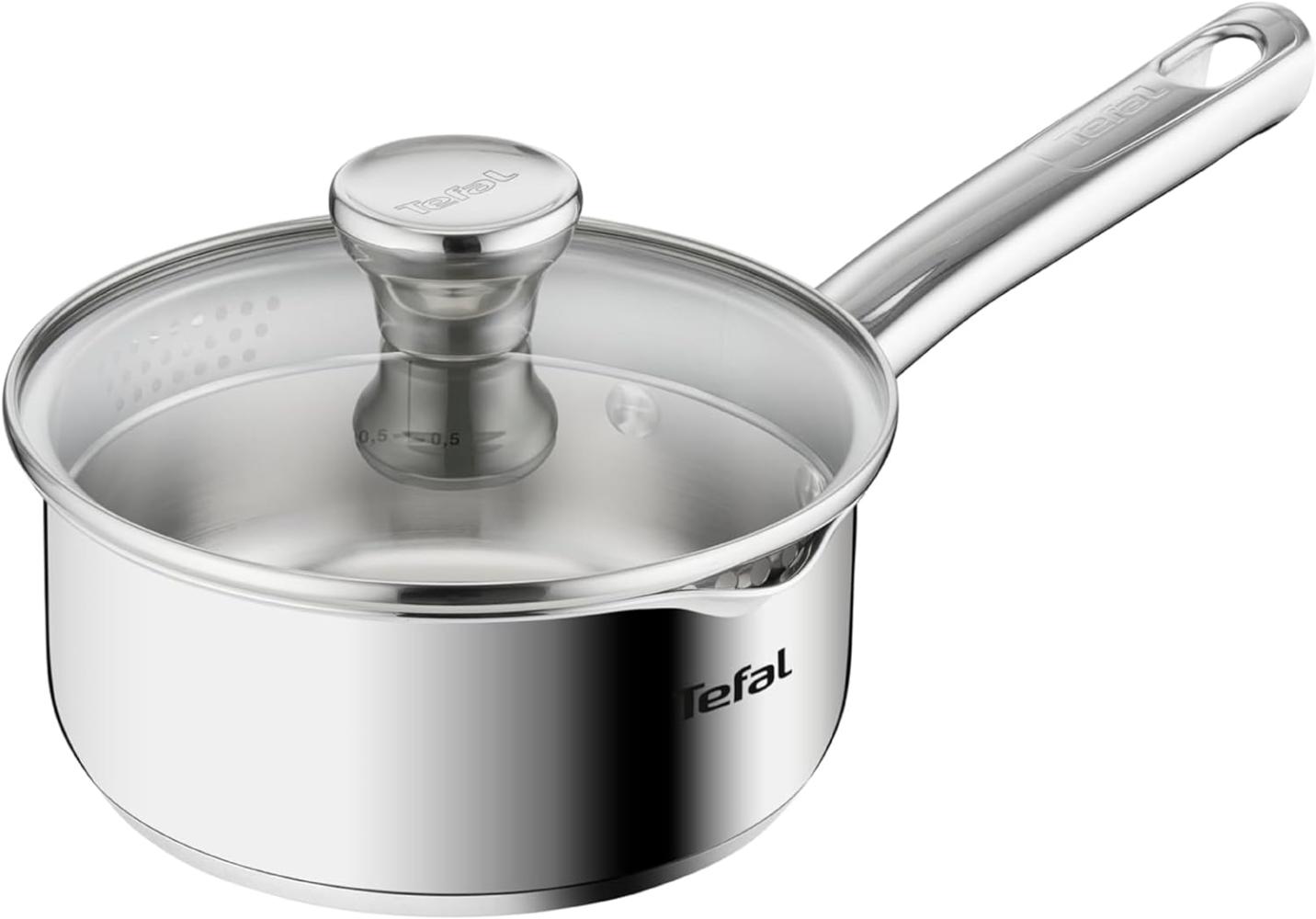 TEFAL DUETTO Stielkasserolle 16cm | A70522 | Edelstahl-Kochgeschirr | mit Siebdeckel und Ausgießhilfe | Messskalen | Induktionsgeeignet | umweltfreundlich Bild 1