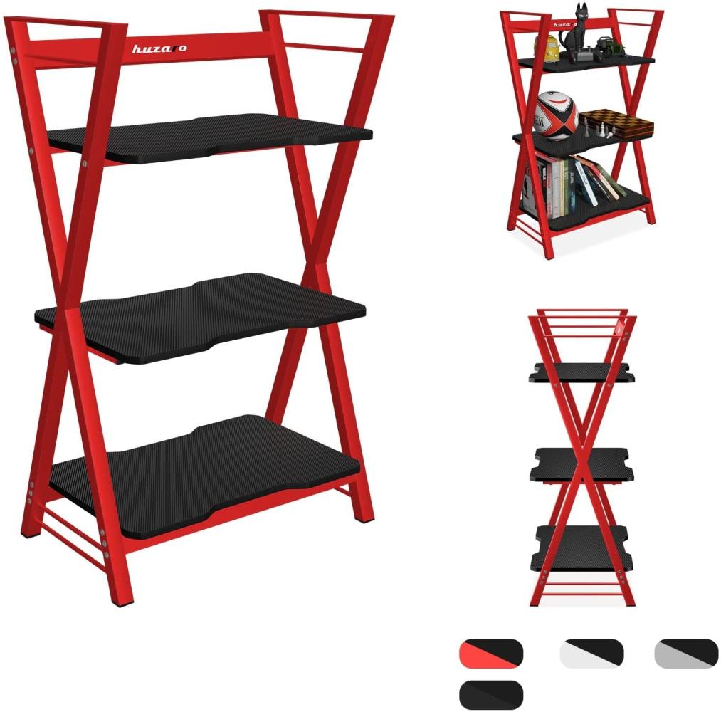 Huzaro Iron 3. 0 Bücherregal Standregal 84 x 50 x 30 cm Spielerzimmer Büro Gaming X-förmiger Metallrahmen 3 Regalebenen verstellbare Füße Belastbarkeit bis 90 kg Bild 1