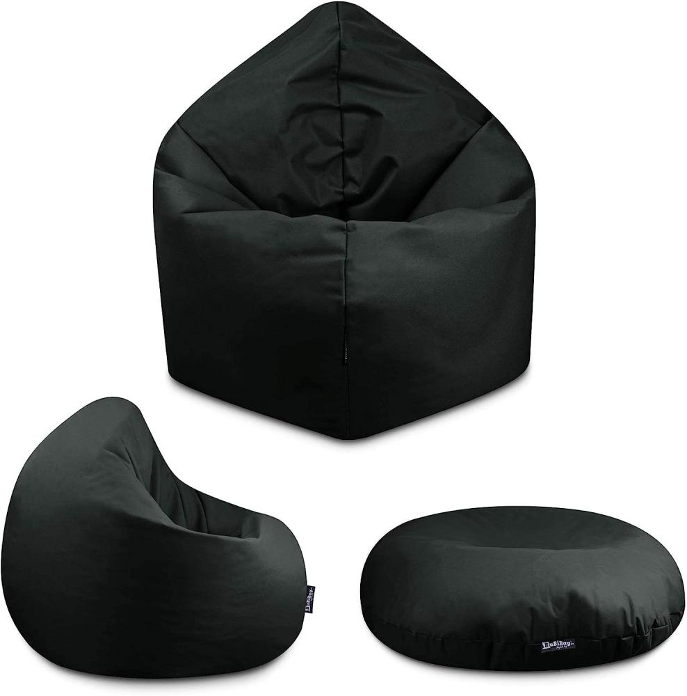 BuBiBag - 2in1 Sitzsack Bodenkissen - Outdoor Sitzsäcke Indoor Beanbag, Schwarz, Ø 145,0 cm Bild 1