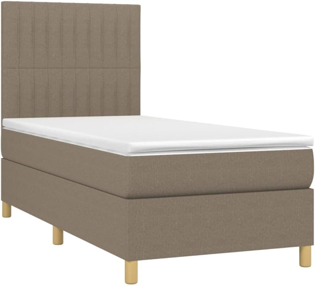 vidaXL Boxspringbett mit Matratze Taupe 80x200 cm Stoff, Härtegrad: H2 [3142453] Bild 1