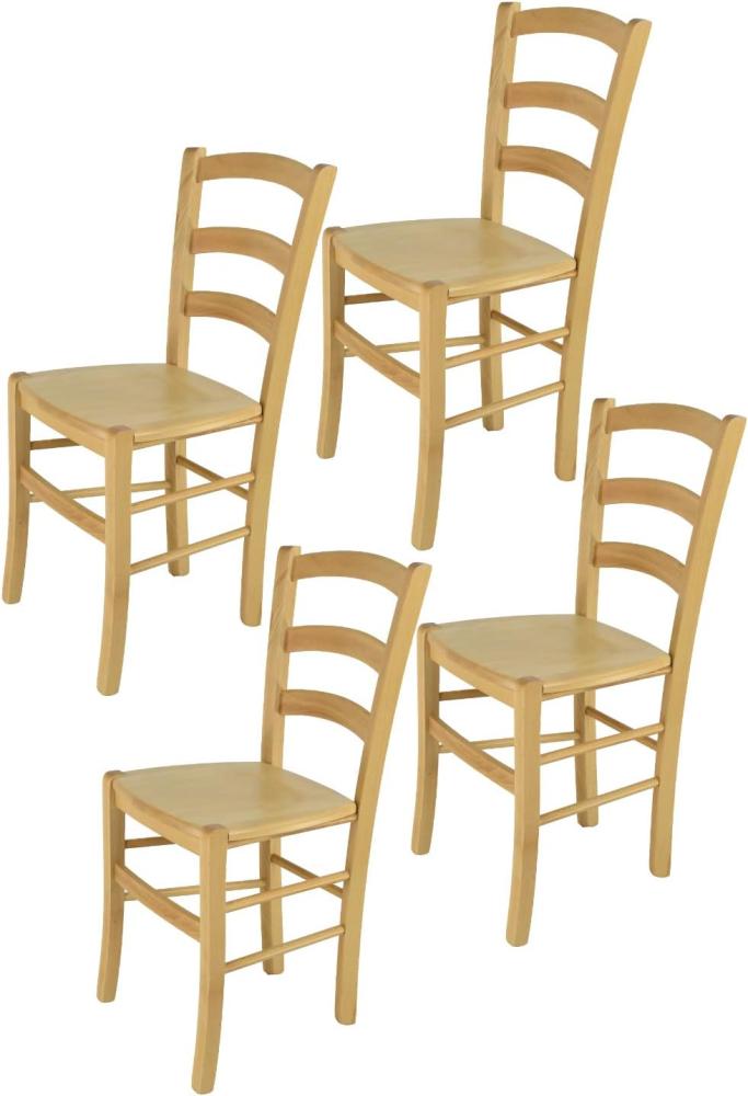 Tommychairs - 4er Set Stühle Venice für Küche und Esszimmer, robuste Struktur aus lackiertem Buchenholz im Farbton Naturfarben und Sitzfläche aus Holz Bild 1