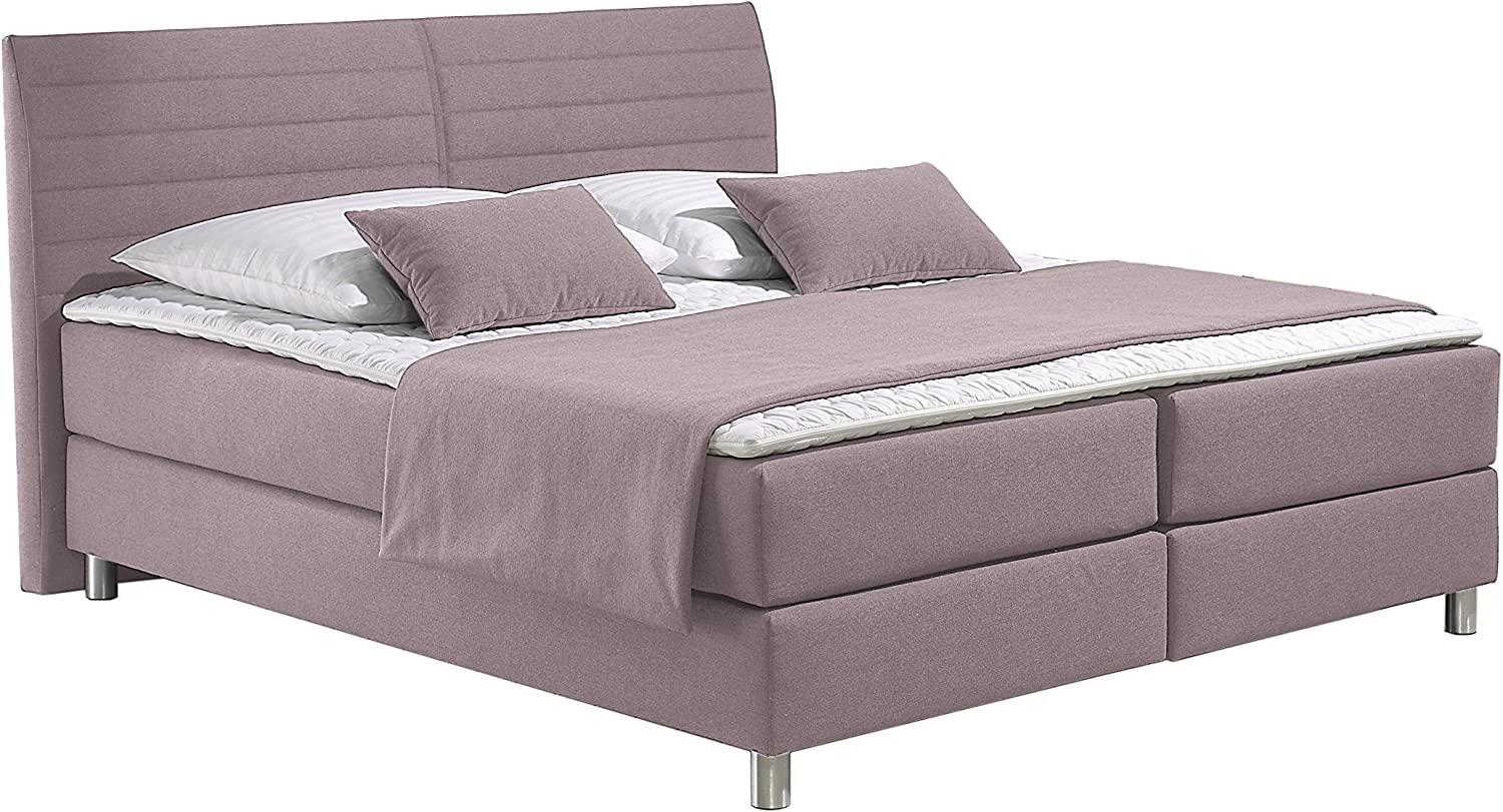 Maintal Boxspringbett Denver, 140x200 cm, Strukturstoff, Bonellfederkern Matratze h3, Flieder Bild 1