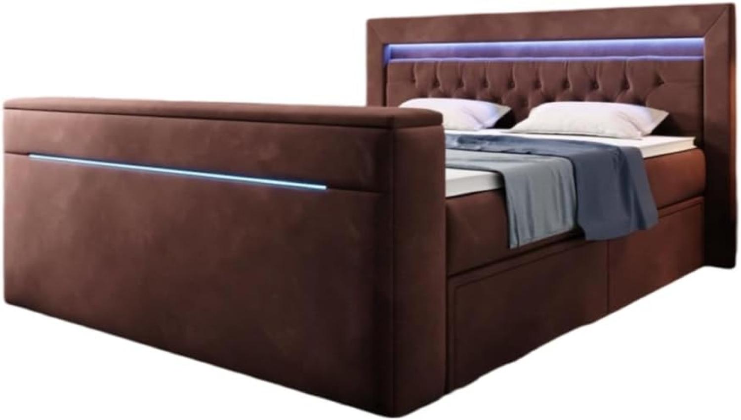 Boxspringbett Jupiter mit TV Lift, RGB und Stauraum 200x200 Braun H2 Bild 1