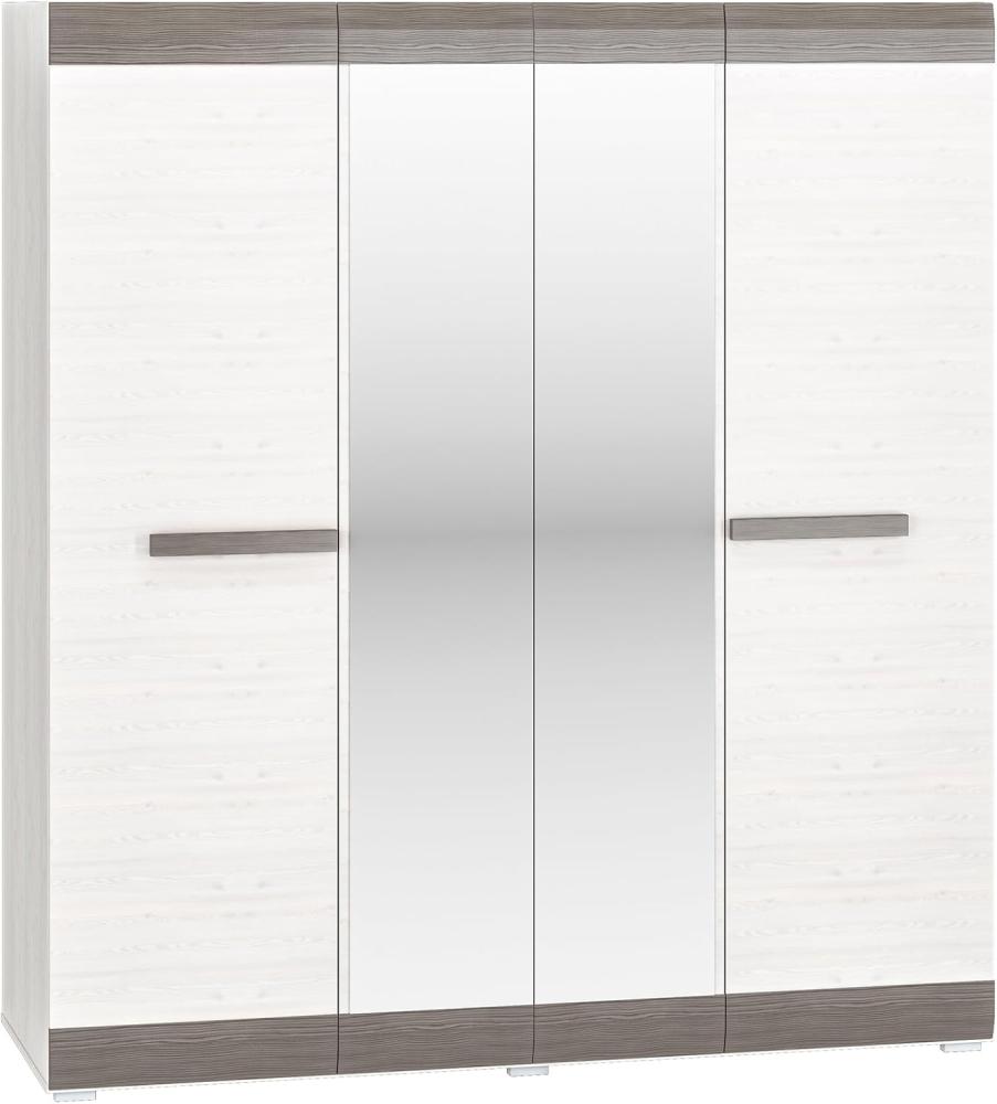 Kleiderschrank "Blanco" Drehtürenschrank 183cm Pinie weiß grau MDF Bild 1