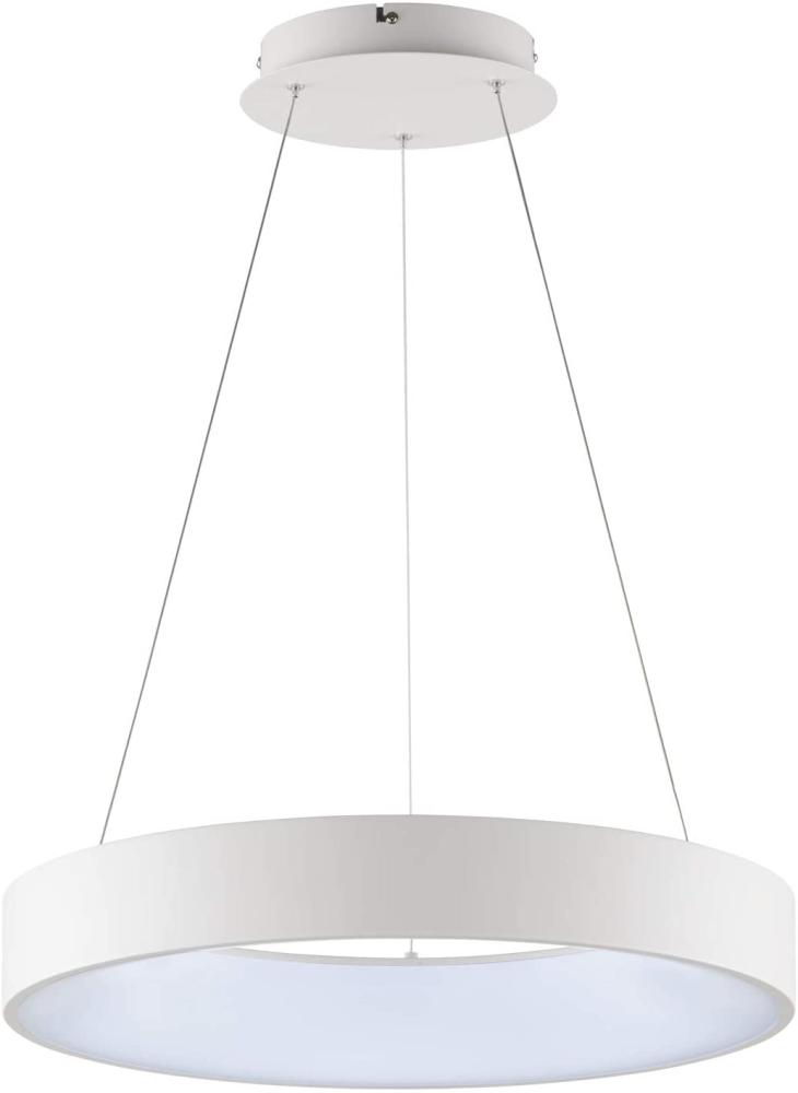 WOFI LED Pendelleuchte, Dimmer, Farbsteuerung, Nachtlicht, Memoryfunktion, LED fest integriert, Warmweiß - Kaltweiß, Esstisch dimmbar, große Ring-Lampe weiß, Galerie, Treppenhaus Ø 55cm Bild 1