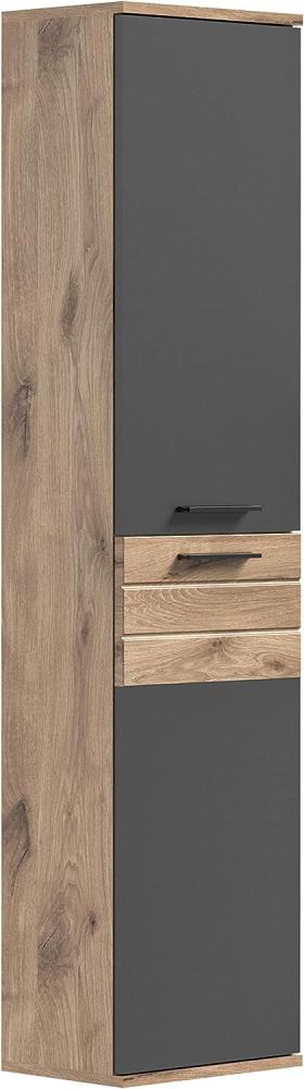 Xonox 'Mason' Hochschrank, Holz natur / grau, 152 x 24 x 37 cm Bild 1