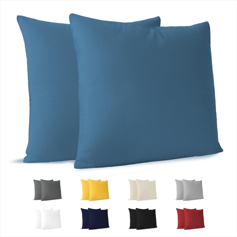 Dreamzie Kissenbezug 30x30 (Set mit 2) - 100% Jersey Baumwolle 150 g/qm Kissenbezüge -Blau - Für Kissen 30x30 cm - Kissenhülle - Kissenbezug - Resistent und Hypoallergen Bild 1