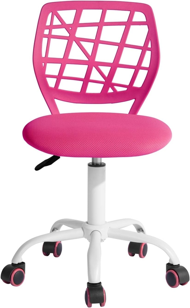 FurnitureR Gaming Stuhl für Kinder, Bürostuhl, Gamer Stuhl, Schreibtischstuhl, Ergonomisches modernes Design, Armlos, Sitzhöhenverstellung, Gummiräder,Rosa Bild 1