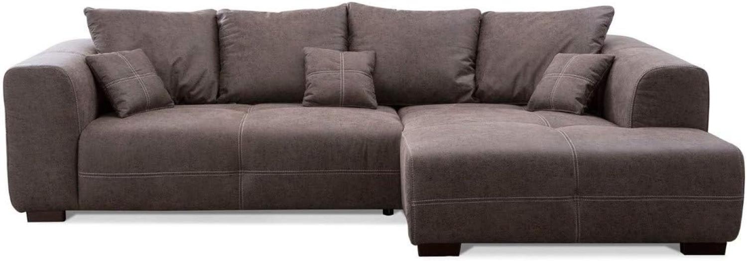 CAVADORE Ecksofa Mavericco inkl. Kissen / XXL-Eckcouch im modernen Design / Longchair rechts / 285 x 69 x 170 / Lederoptik braun Bild 1