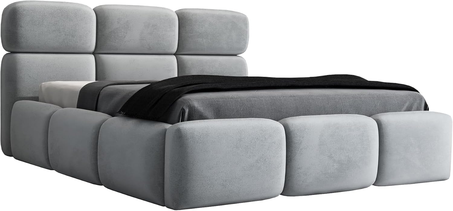 Polsterbett MAROKO 120x200 ohne Matratze mit Bettkasten und Lattenrost. Farbe: Silber 15 Bild 1