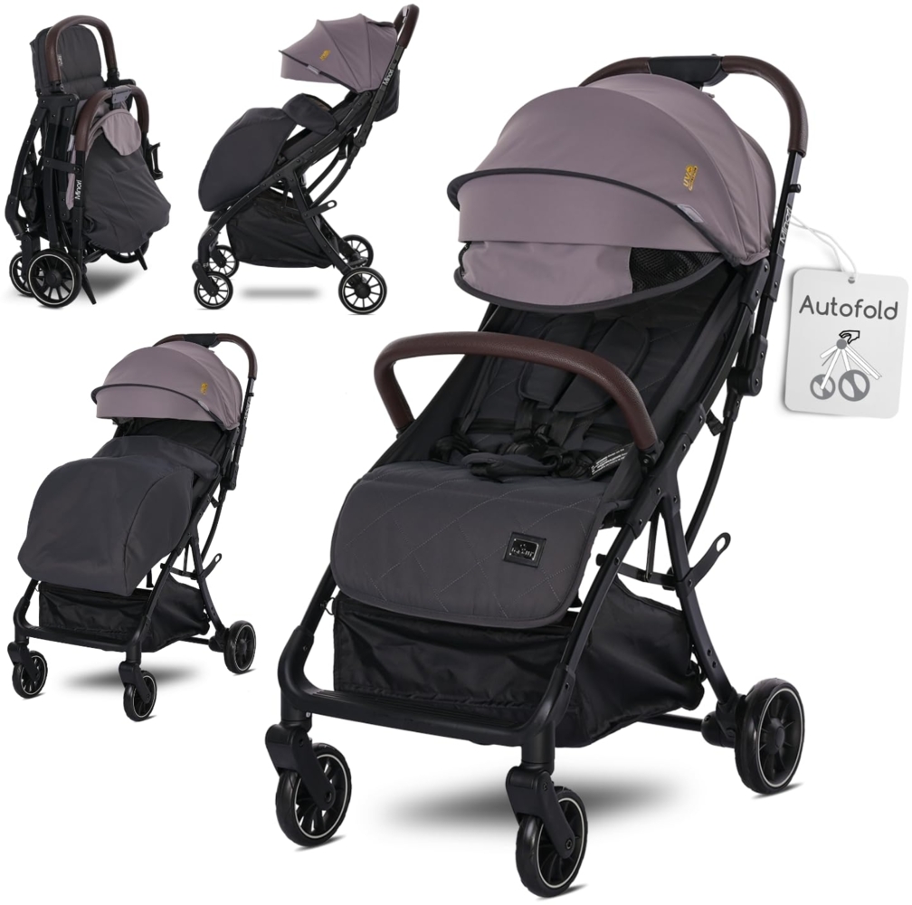 Lorelli Kinderwagen Buggy Minori faltbar PU-Räder Getränkehalter Fußabdeckung grau Bild 1