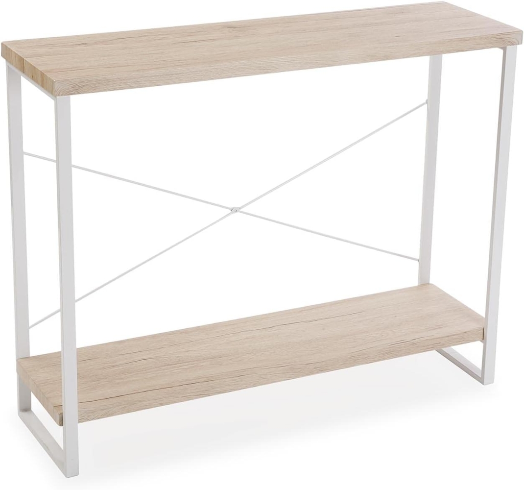 Versa Taline Schmales Möbelstück für den Eingangsbereich oder Flur, Moderner Konsolentisch, Maßnahmen (H x L x B) 80 x 30 x 100 cm, Holz und Metall, Farbe: Weiß Bild 1