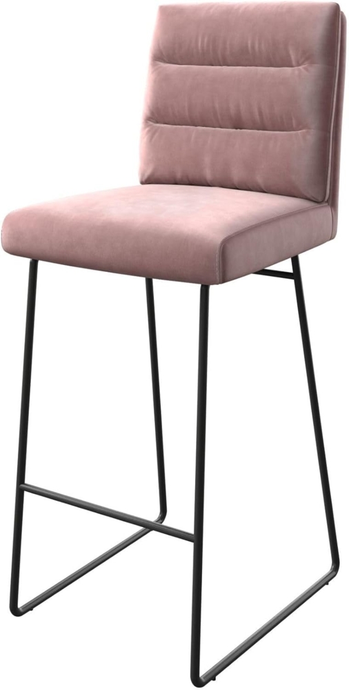 Barstuhl Pela-Flex Samt Rosé Kufengestell Metall Bild 1