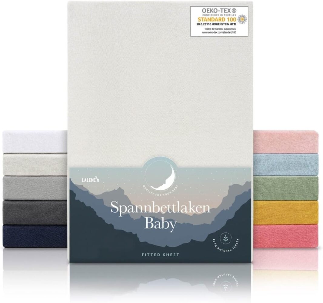 Laleni Jersey Spannbettlaken Laufgitter quadratisch 100x100 cm - Oeko-Tex Zertifiziert, 100% Baumwolle, atmungsaktives Spannbetttuch für Baby, 135 g/m², Elfenbein Bild 1