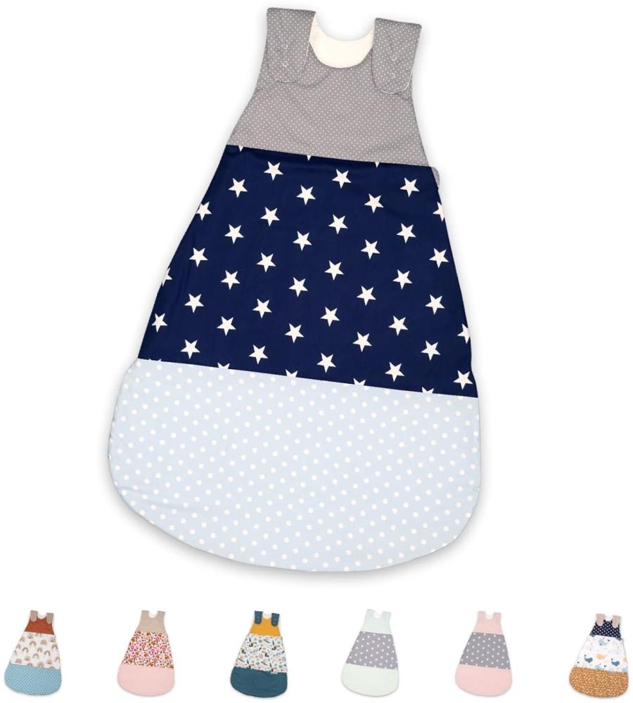 ULLENBOOM Sommerschlafsack Baby Blau Hellblau Grau (Made in EU) - Schlafsack Baby Sommer aus Baumwolle, bequemer Schlummersack für Babys und Neugeborene, Größe: 80 bis 86 Bild 1