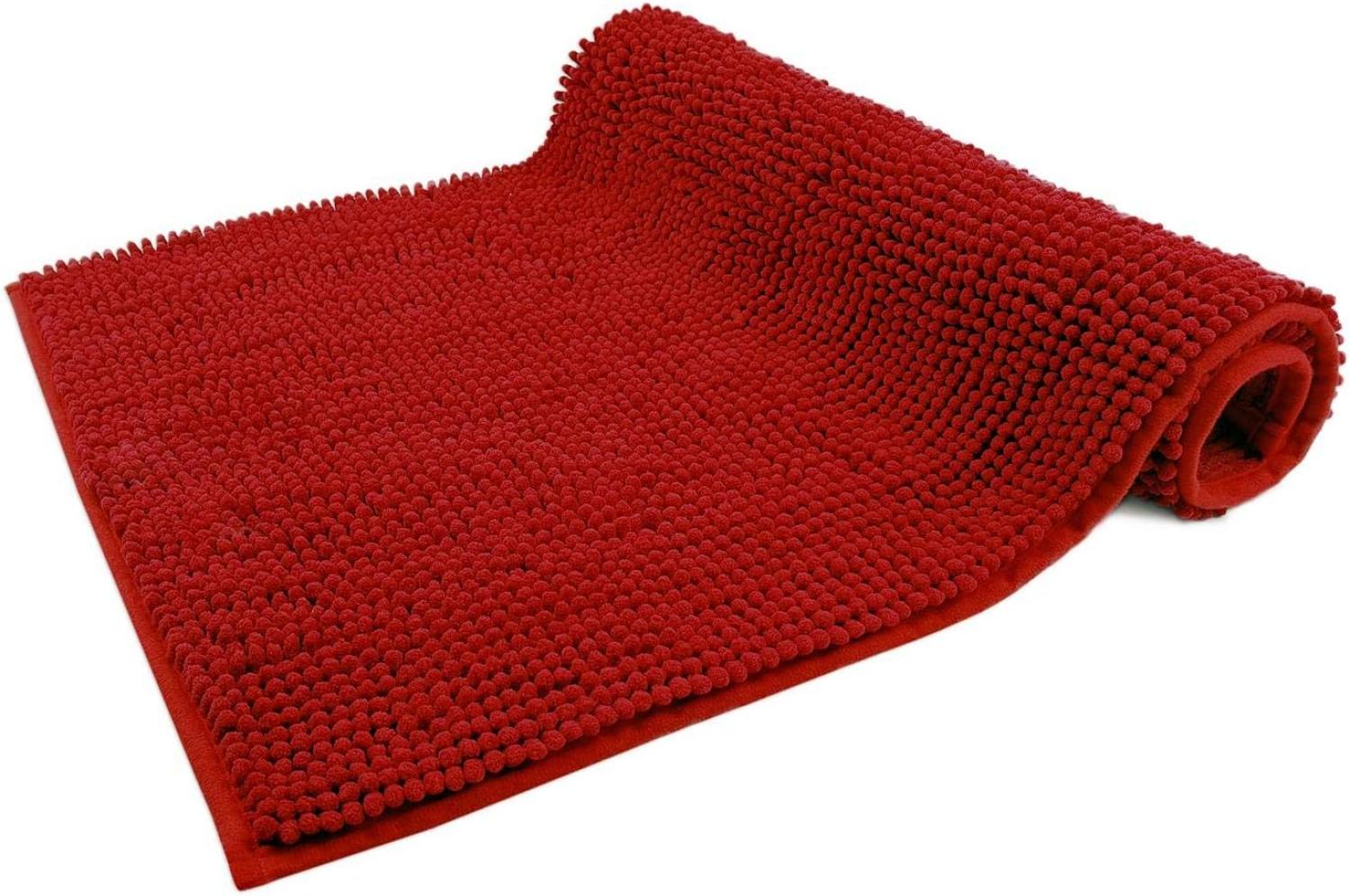 WohnDirect Badematte 70 x 120 cm | Rot - rutschfest & Waschbar - Badezimmerteppich zum Set kombinierbar, Badvorleger, WC Garnitur, Badteppich Bild 1