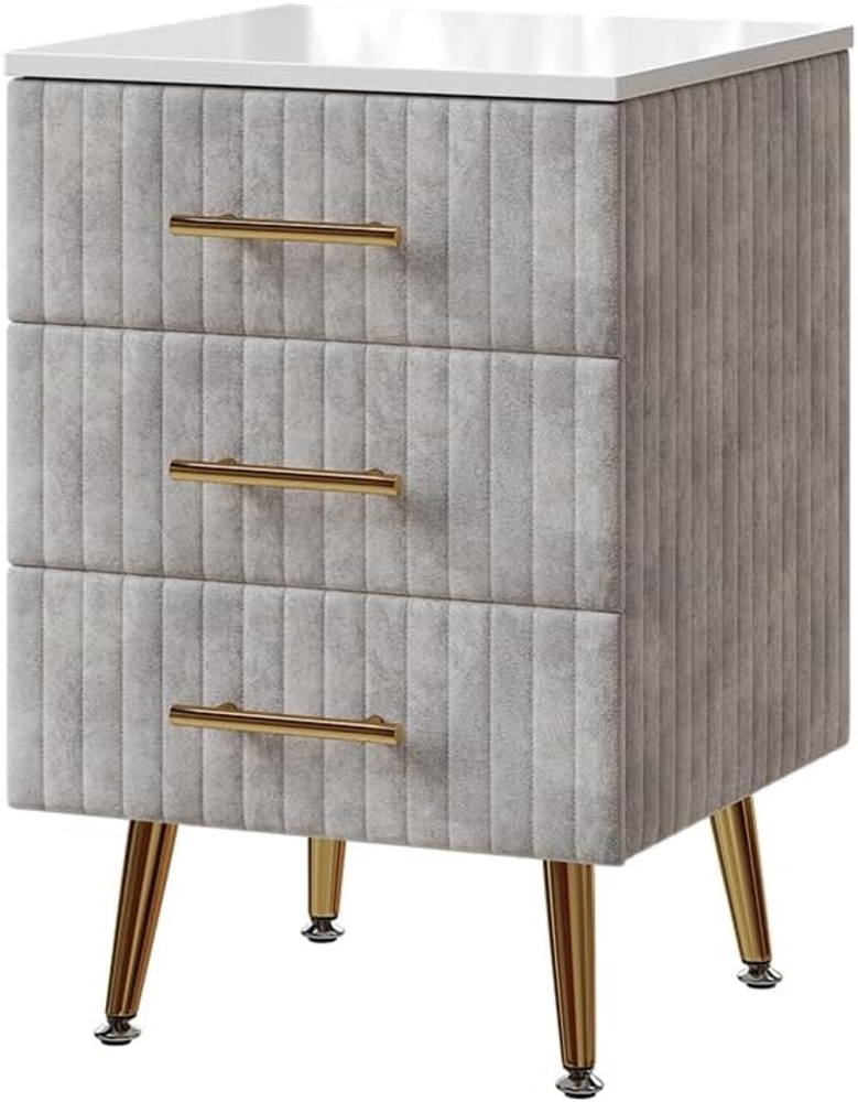 Vicco Nachtschrank Velia, Grau, 41 x 62 cm mit 3 Schubladen Bild 1
