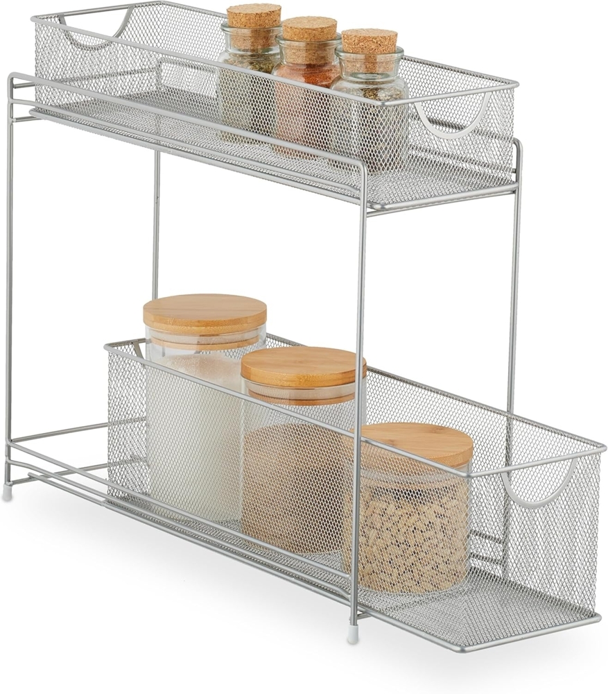 relaxdays Küchenregal Metall Küchenschrank Organizer, Silber Bild 1