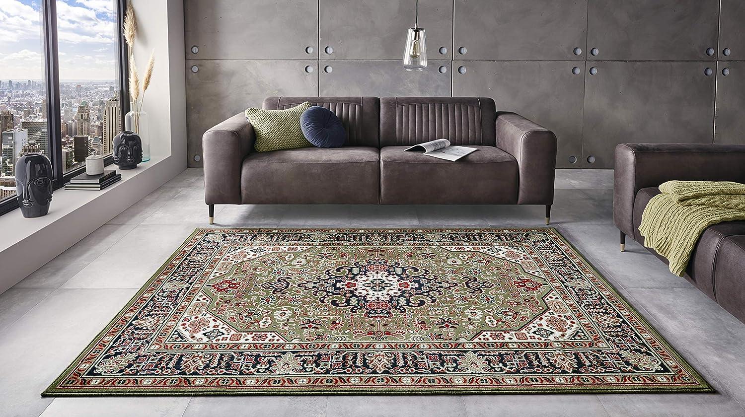 Orientalischer Kurzflor Teppich Skazar Isfahan Grün - 160x230x0,9cm Bild 1