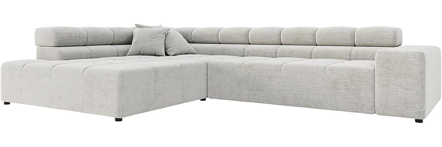 Ecksofa Phia 320 x 215 Velour Silbergrau Ottomane links motorische Sitztiefenverstellung Bild 1