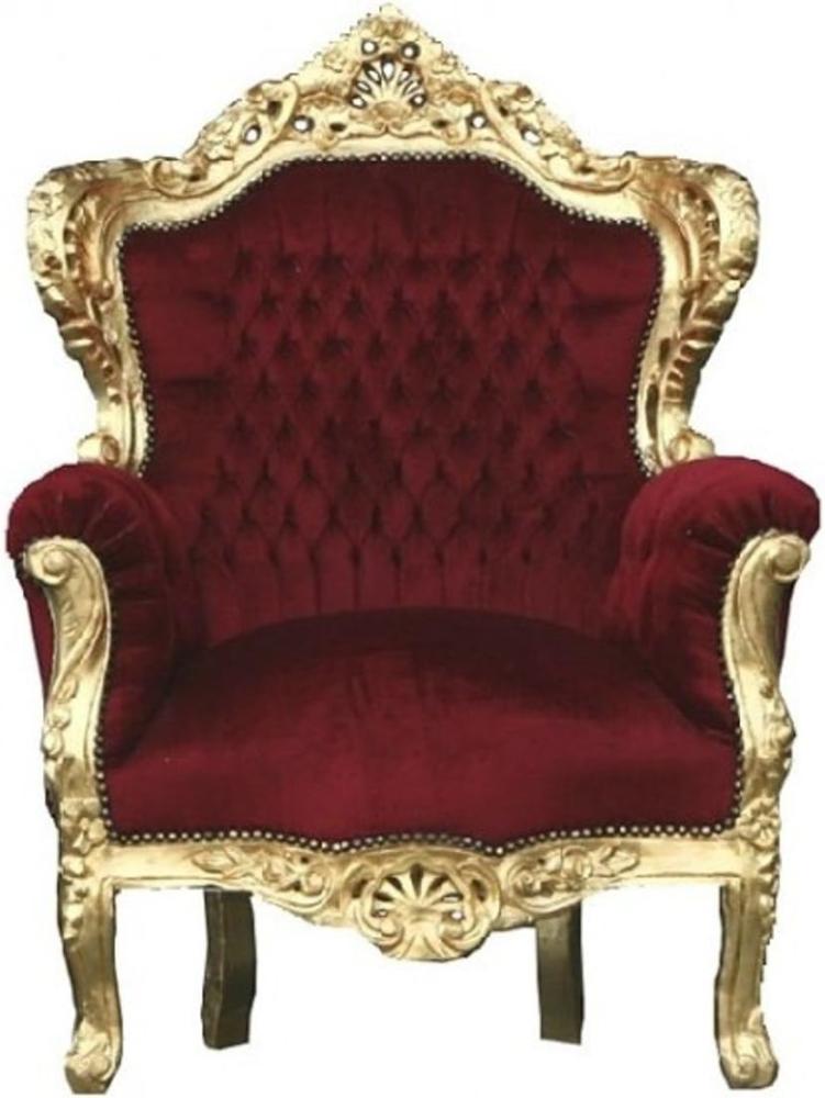 Casa Padrino Barock Sessel "King" Bordeaux / Gold Thron Stuhl Bild 1