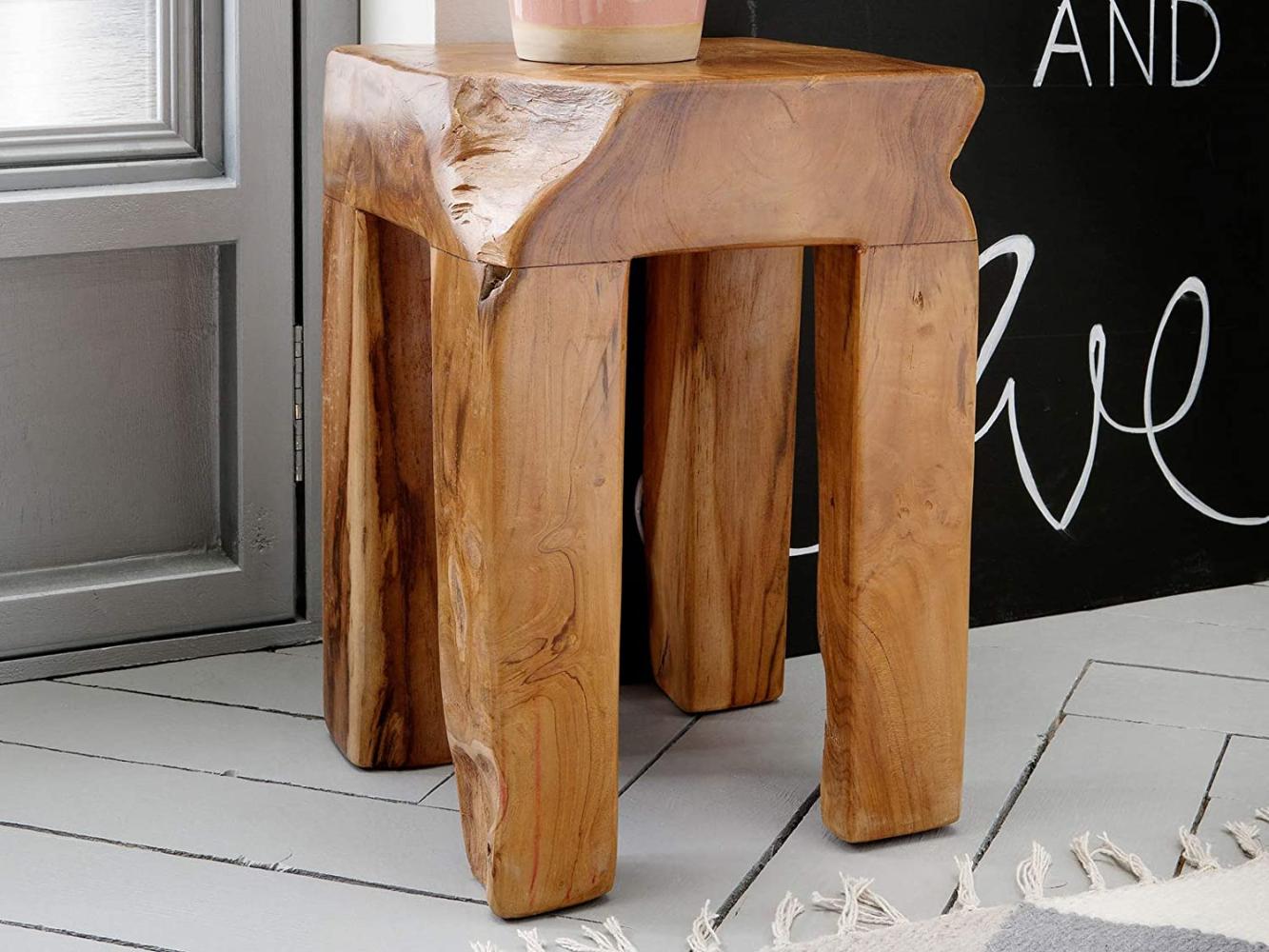 Hocker >Laora< in Teak aus Massivholz - 30 x 40 x 30 cm (BxHxT) Bild 1
