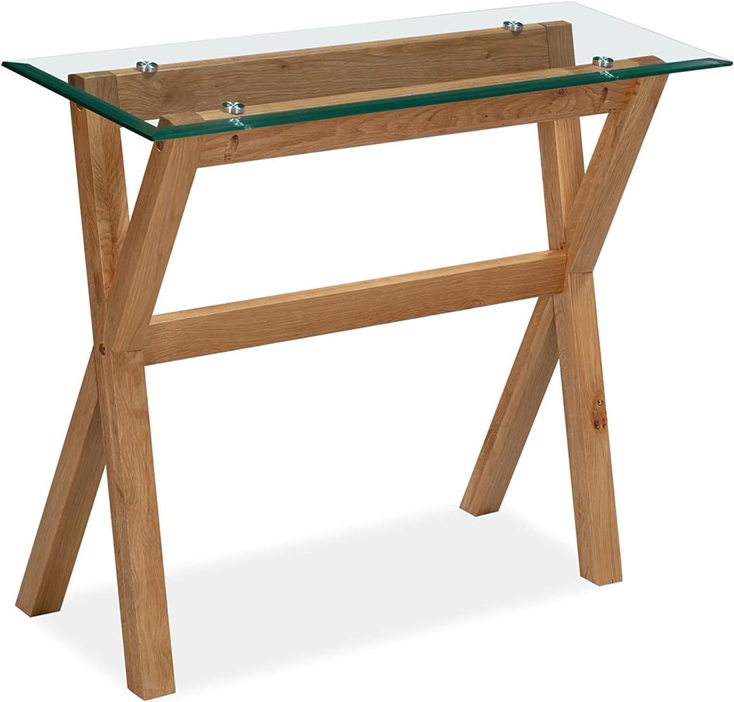 Amazon-Marke – Movian Konsolentisch, rechteckig, 100 x 35 x 80 cm, Eiche massiv / gehärtetes Glas Bild 1