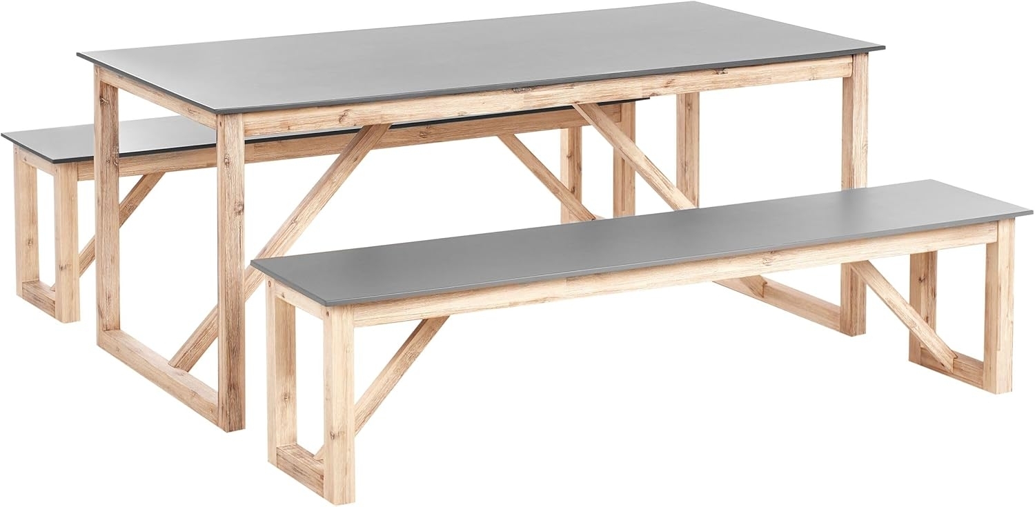 Gartenmöbel Set mit Bänken NOTTERI Beton Grau Bild 1