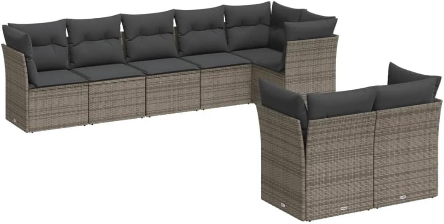 vidaXL 8-tlg. Garten-Sofagarnitur mit Kissen Grau Poly Rattan 3249749 Bild 1