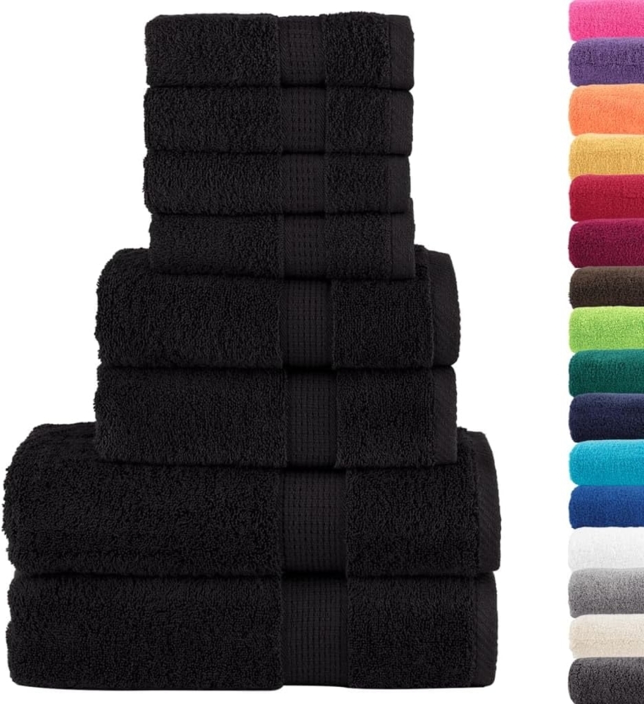 vidaXL 8 tlg. Premium-Handtuch-Set SOLUND Schwarz 600 g/m² 137548 Bild 1