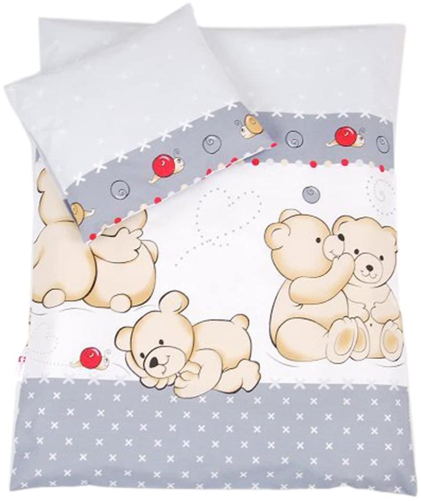 BABYLUX 2 tlg. Set Bezug für Kinderwagen Garnitur Bettwäsche Kissen Decke 60x78 cm TEDDYBÄREN (61. Teddybären Grau) Bild 1