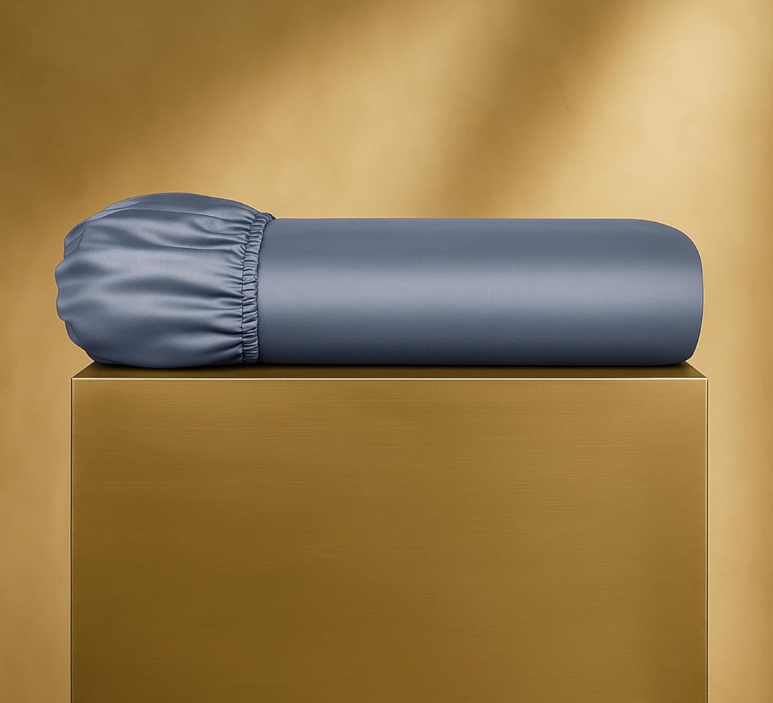 Seralino Spannbettlaken Mako Satin Spannbetttuch (100% Bio Baumwolle), 100% Bio-Baumwolle, Gummizug: rundum, Etiketten zeigen Seiten – schnelles, unkompliziertes Beziehen garantiert, Fairtrade/ GOTS zertifizierte uni Bettlaken, weich Bild 1