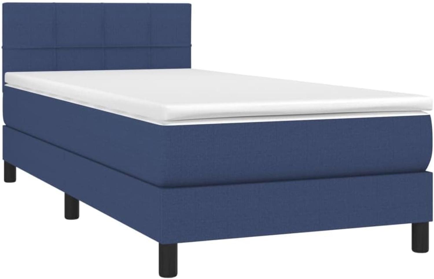 vidaXL Boxspringbett mit Matratze & LED Blau 100x200 cm Stoff 3133139 Bild 1