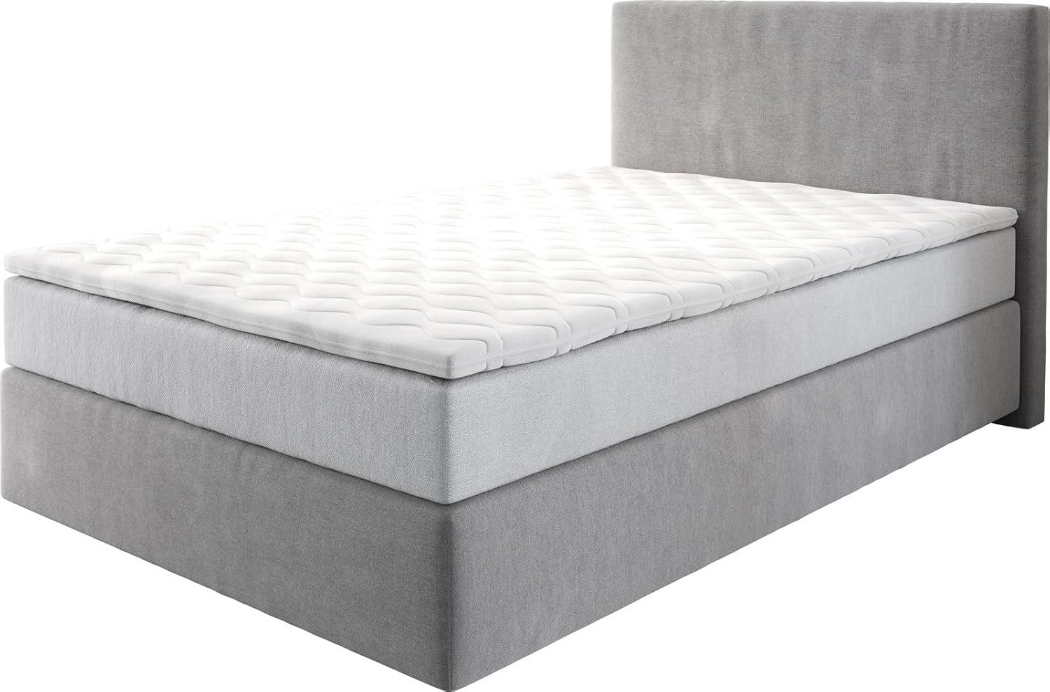 Boxspringbett Dream-Well 120x200 cm Mikrofaser Grau mit TFK Matratze und Visco Topper Bild 1