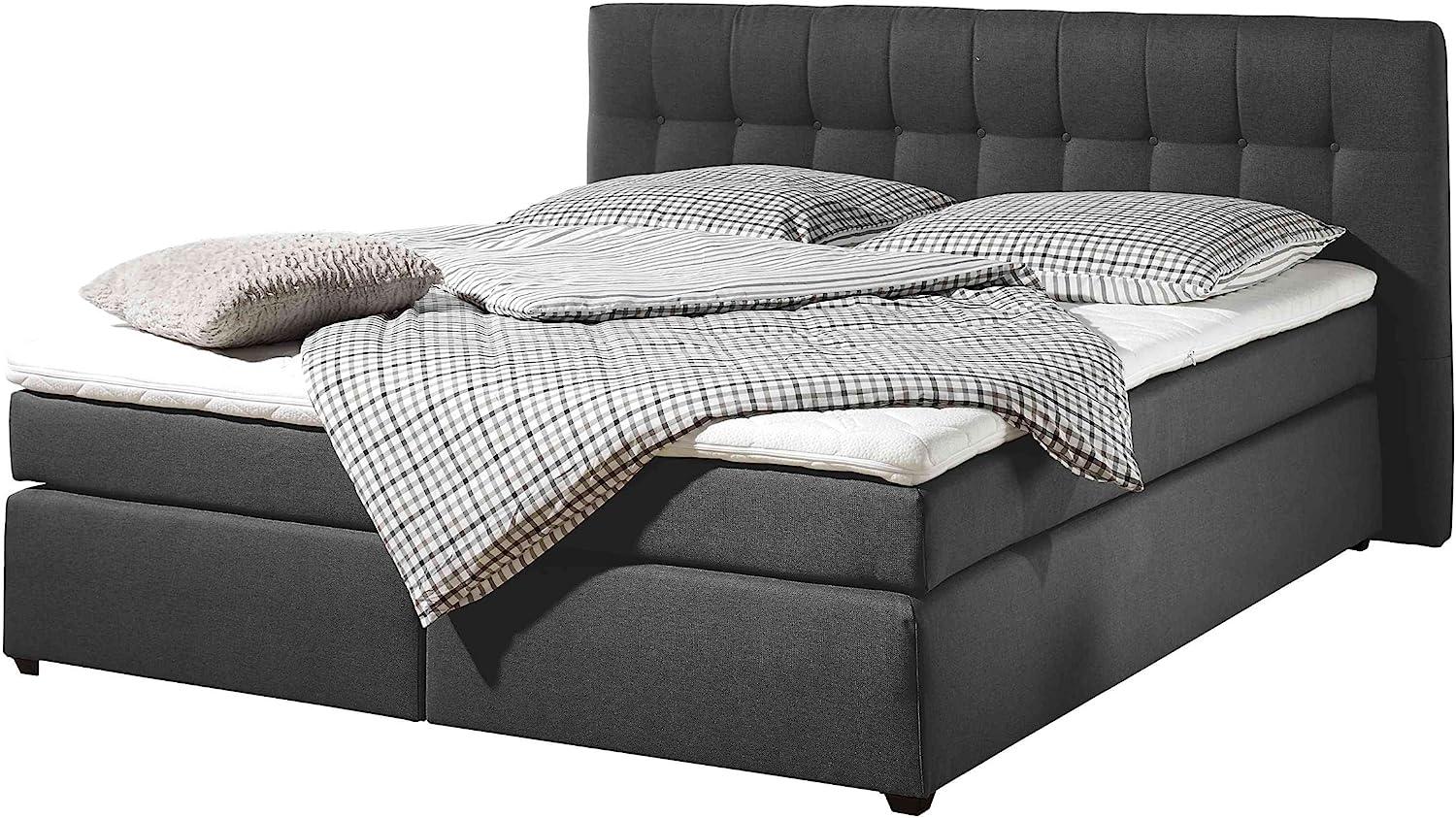 Maintal Boxspringbett Jeremy, 180 x 200 cm, Strukturstoff, Tonnentaschenfederkern Matratze H3, anthrazit Bild 1