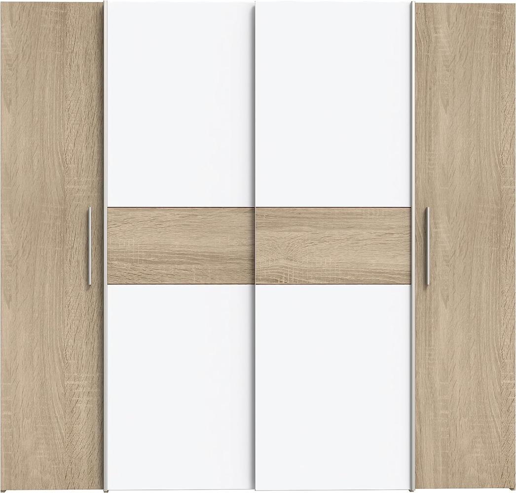 FORTE Kalixtus Kleiderschrank, Holzwerkstoff, Weiß/Beige, 200,1 x 190,5 x 61,6 cm Bild 1