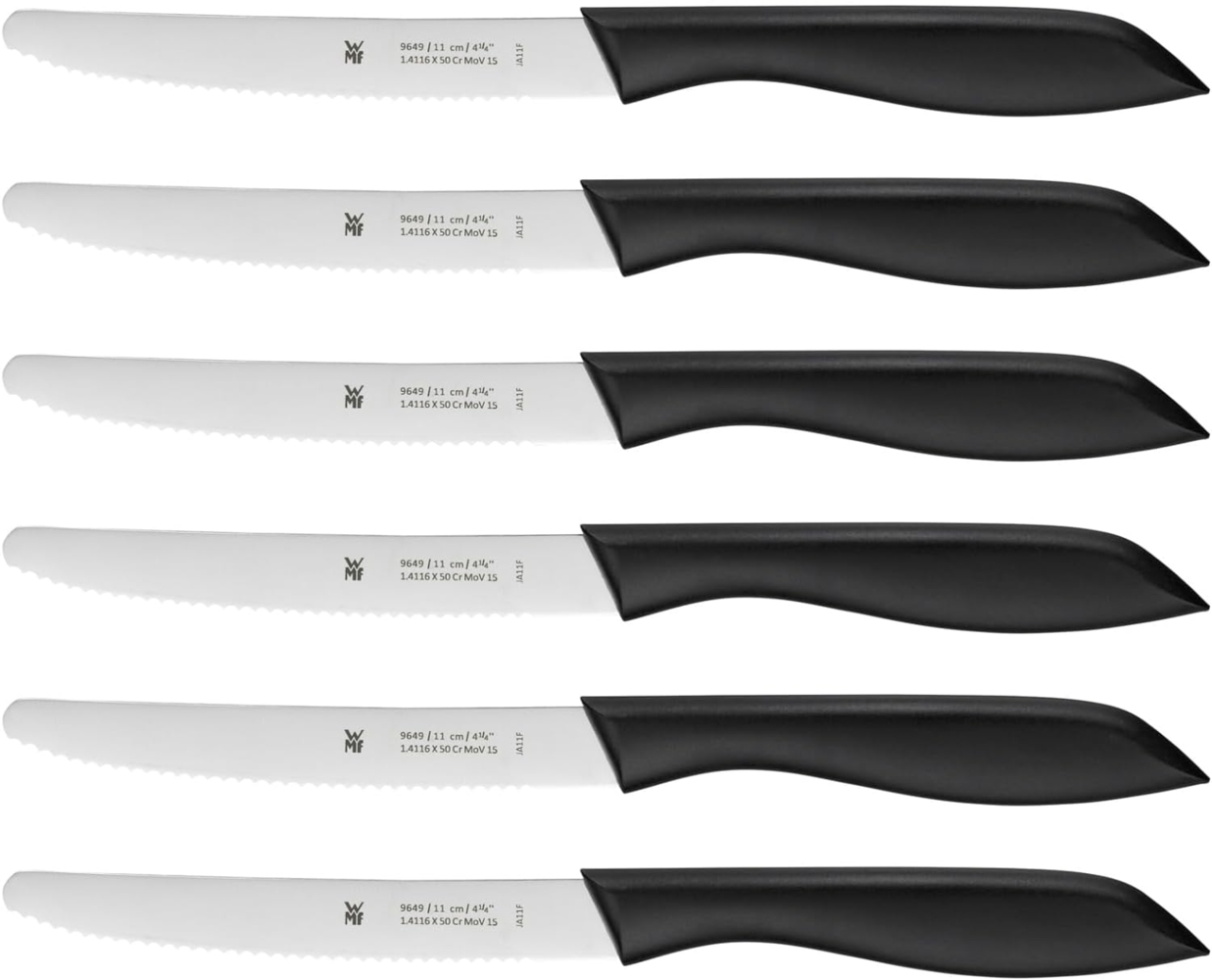 WMF Classic Line Frühstücksmesser Set 6-teilig, 23 cm, Brötchenmesser Wellenschliff, Brotzeitmesser, Spezialklingenstahl, Kunststoffgriff, schwarz Bild 1