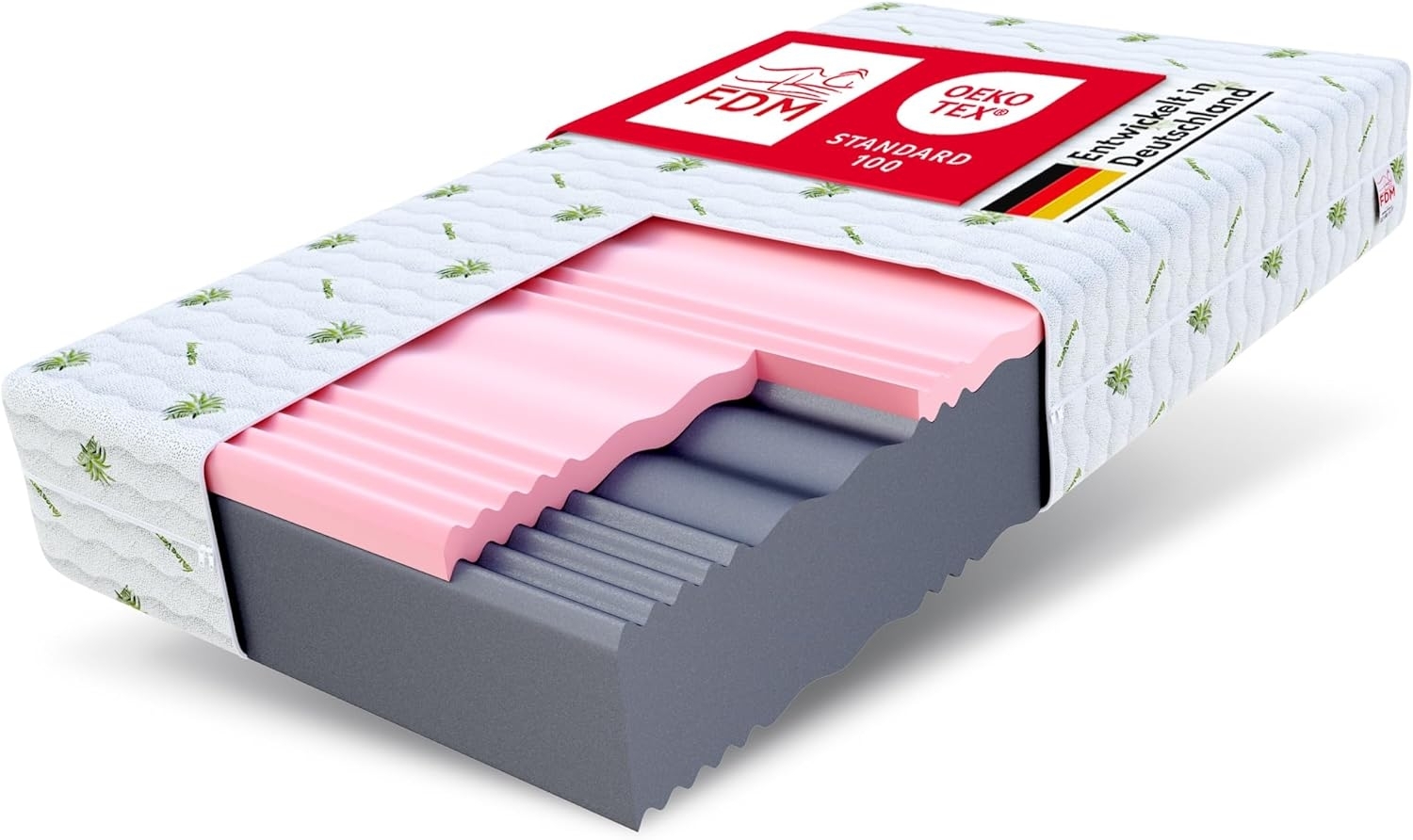 FDM Matratze 120x200 cm Härtegrad H3 H4 Höhe 24 cm Kaltschaummatratze HR-Schaum Visco-Schaum 7 Komfortzonen mit Hypoallergenem Waschbarem Aloe Vera Bezug Oeko-Tex Lunera Max Double Bild 1