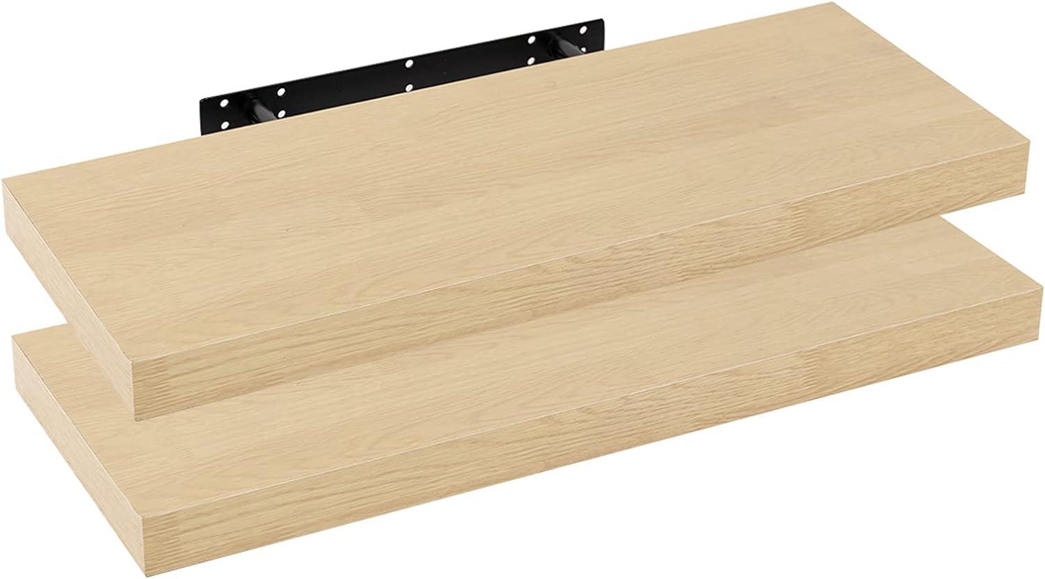 WOLTU 2X Wandregal Wandboard Bücherregal Regale für Deko Wandablagen aus MDF Holz, 2er Set Hängeregal Gelb Eiche, 80x23x3,8cm RG9318kei-2 Bild 1