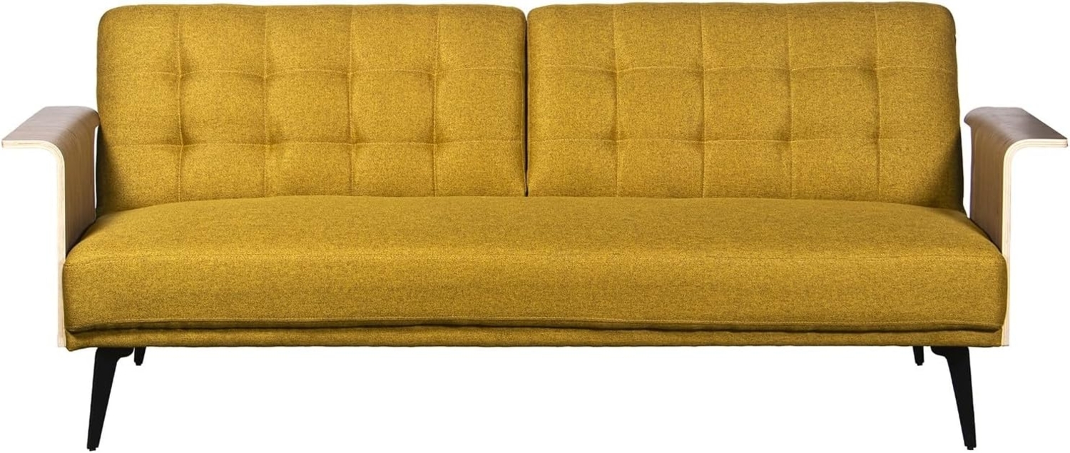 DRW Schlafsofa für 3 Sitzer aus Polyester und Holz, Senf, 87 x 203 x 81 cm Bild 1