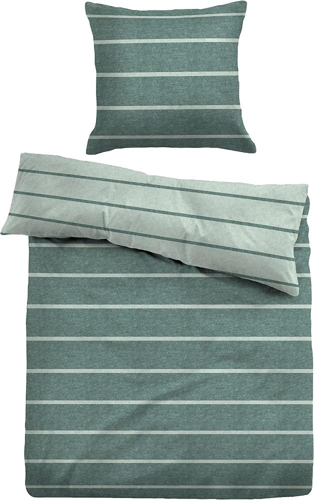 Tom Tailor Melange Flanell Wendebettwäsche Shade mint | 155x220 cm + 80x80 cm Bild 1