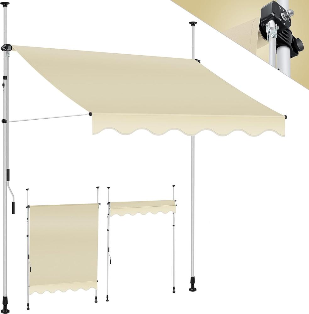 KESSER® Klemmmarkise mit Handkurbel Balkon, Balkonmarkise ohne Bohren, UV-beständig höhenverstellbar wasserabweisend, Sonnenschutz, Terrassenüberdachung, einfache Montage 250cm Bild 1