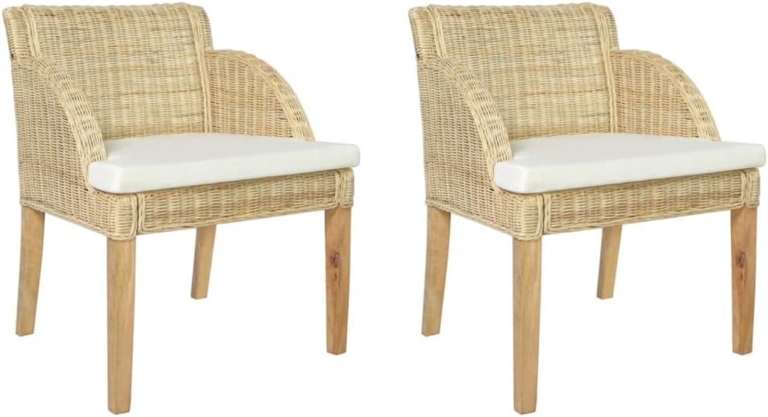 vidaXL Esszimmerstühle mit Kissen 2 Stk. Natur Rattan [325487] Bild 1