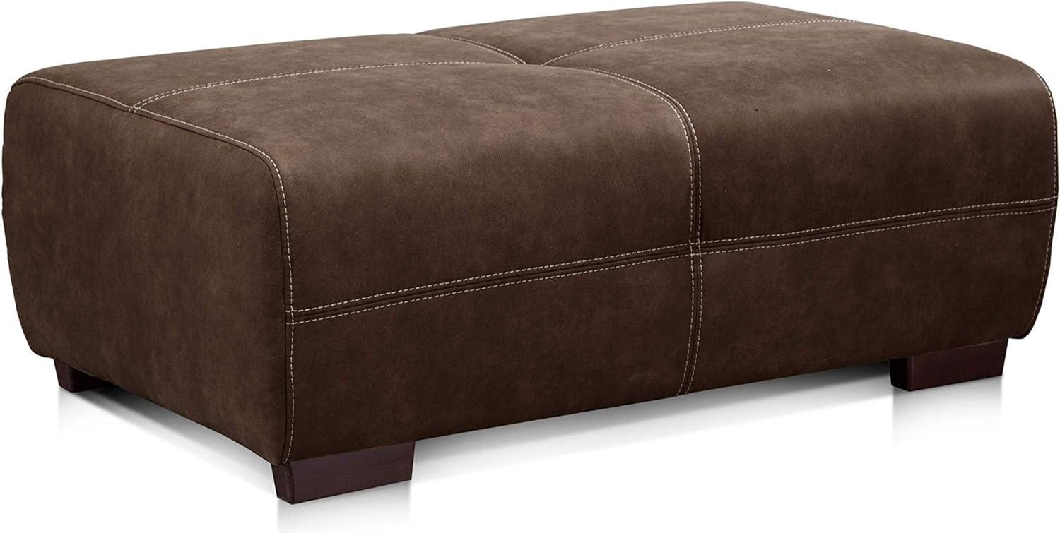 Cavadore Hocker Mavericco / Brauner Polsterhocker in Lederoptik / Industrial Style / Passend zu Big Sofa und Ecksofa Mavericco / 108 x 71 x 41 cm (BxHXT) / Mikrofaser Braun Bild 1