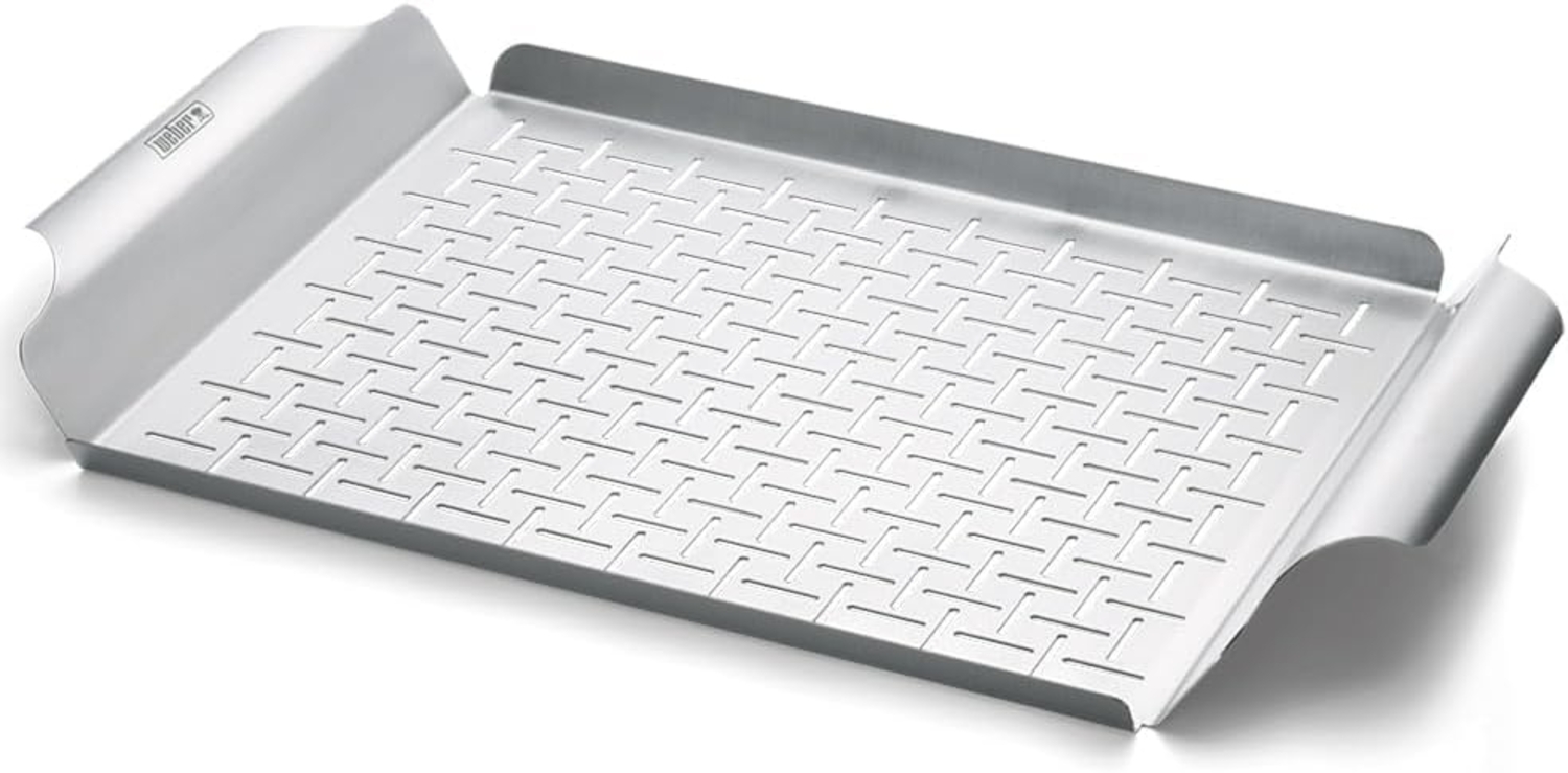 Weber Deluxe Grillpfanne (44x39 cm) - Hitzebeständige & spülmaschinenfeste BBQ Grillpfanne aus Edelstahl, ideal zum Sautieren von Gemüse und Anbraten von Meeresfrüchten - Silber (6435) Bild 1