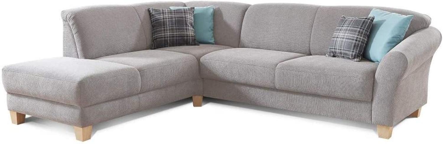 CAVADORE Ecksofa Gootlaand / Große Couch im Landhaus-Stil / Mit Federkern-Polsterung / 257 x 84 x 212 / Hellgrau Bild 1