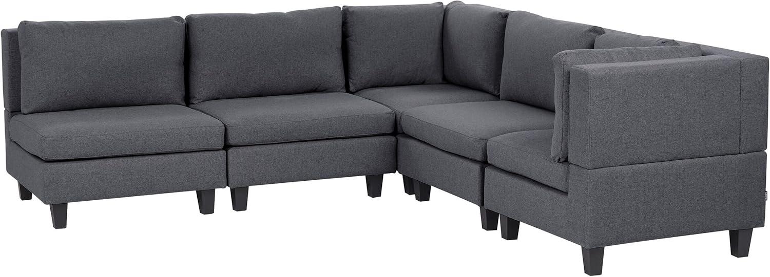 Beliani 'Unstad' Sofa, Dunkelgrau, Stoff, 72 x 228 x 228 cm, ohne Ottomane, Links Bild 1